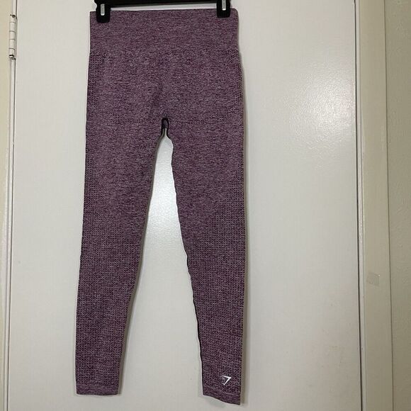 GYMSHARK red maroon space dye seamless high rise leggings small - Picture 3 of 4